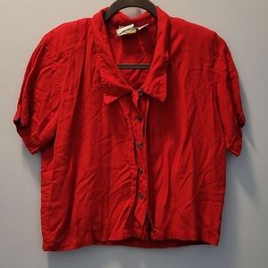 Vintage Kikomo Red Button-Up Top